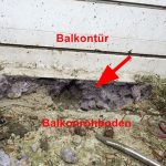 Bauschaum als Abdichtung am Balkon Feuchte zerstört Heizungsrohr