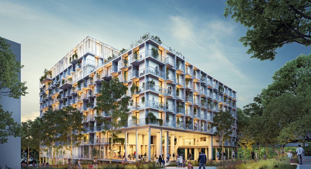 Am Kempelenpark entsteht der „Wohnfavorit“, ein loggienreiches Wohnheim für Menschen mit dringendem Wohnbedarf.